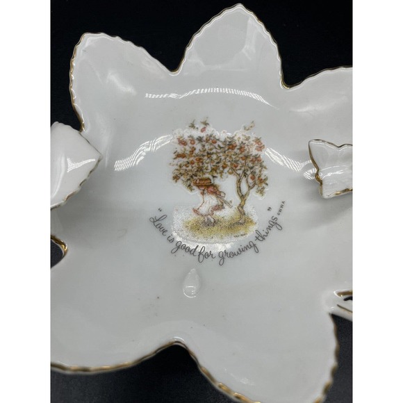 Vintage Holly Hobbie Ring Trinket Dish Love Is Good For Growing Things Butterfly - Picture 7 of 7